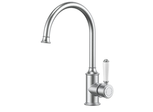Clasico Gooseneck Sink Mixer Ceramic handle in Brushed Nickel