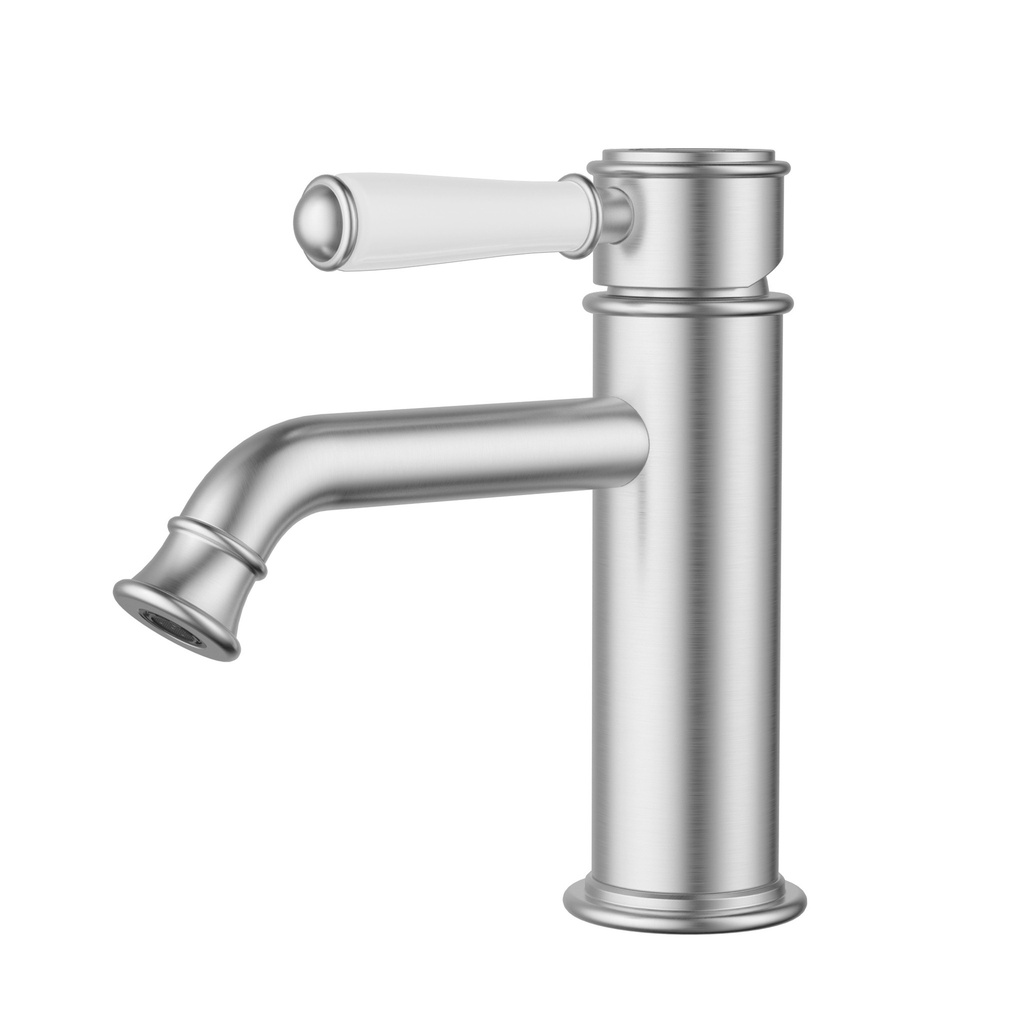 Clasico New Basin Mixer Ceramic Handle Brushed Nickel