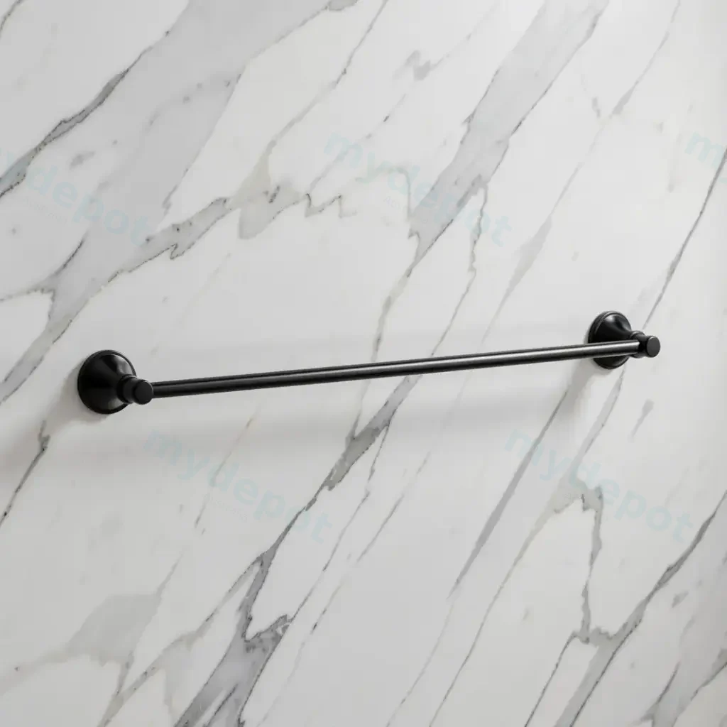 Clasico Single Towel Rail 600mm in Matt Black