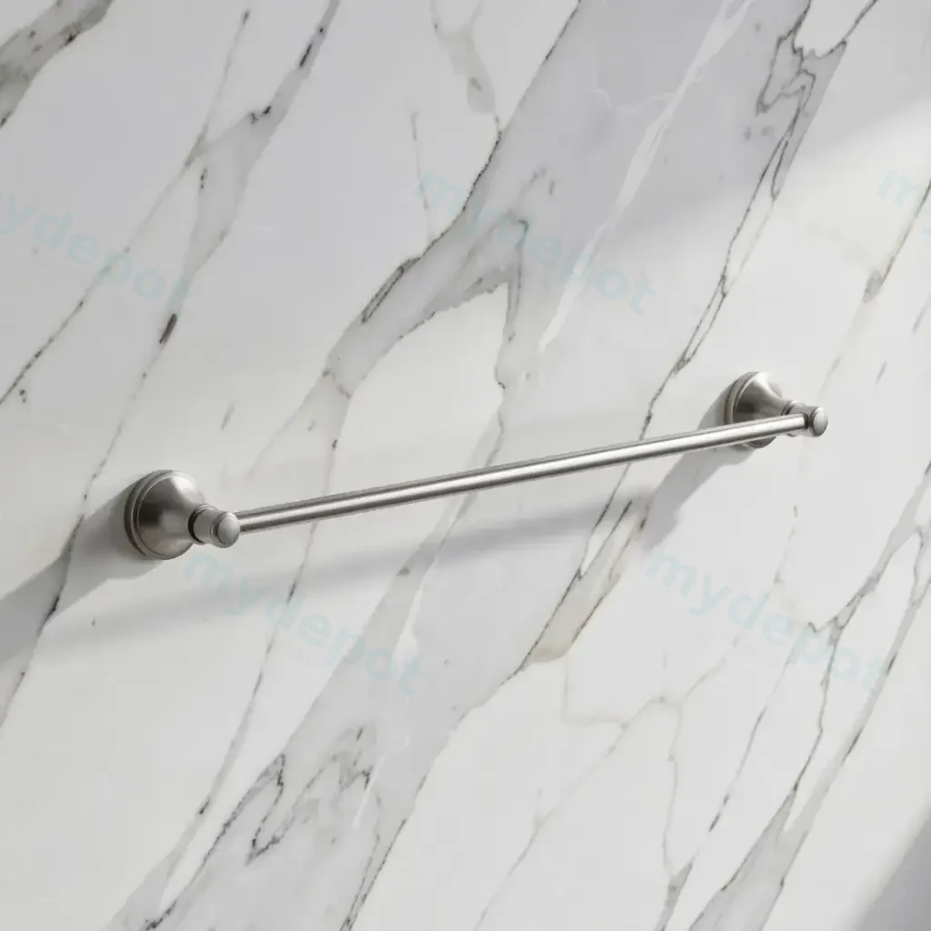 Clasico Single Towel Rail 800mm in Brushed Nickel
