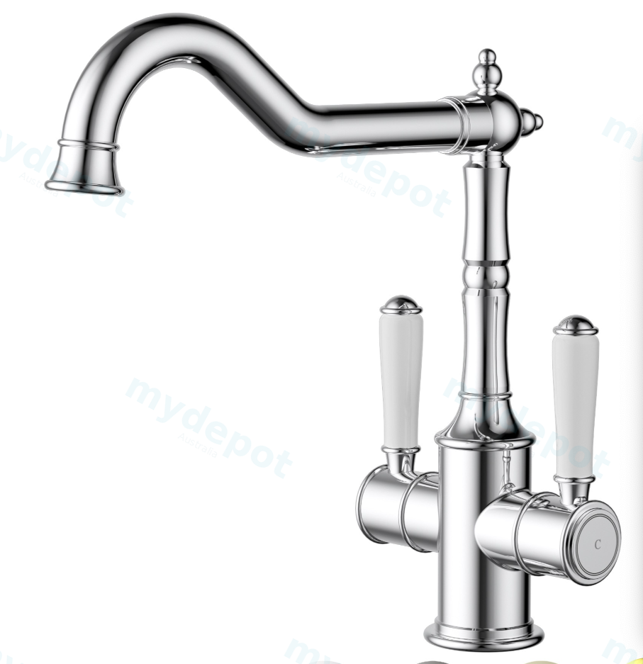 Clasico Twin Handle Sink Mixer Ceramic Handle Chrome