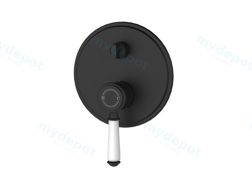 [44278] Clasico Wall Diverter Mixer Trim Kits Ceramic handle in Matt Black