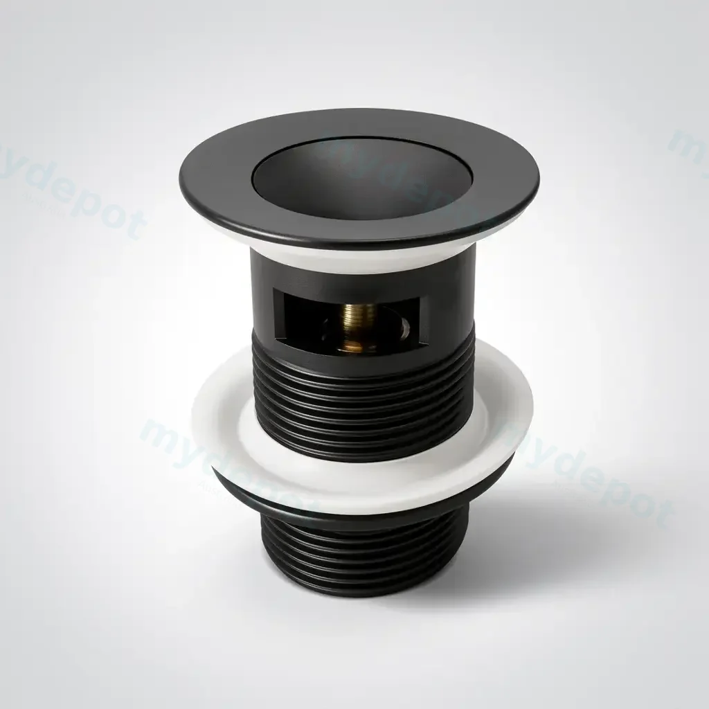[70069/SPW32B] Coco Matte Black 32mm Solid Pop Up Waste With Overflow Plug Waste