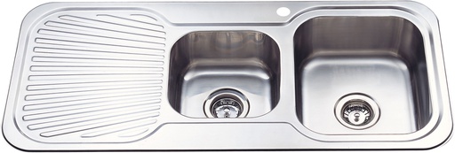 [43132] Cora 1 & 3/4 Bowl Single Drainer Sink Abovemount One Tap Hole Right Hand Bowl 1080 x 480 x 170mm(304 Stainless Steel)