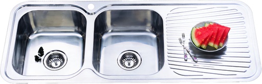 [43133] Cora Double Bowl & Single Drainer 1180 x 480 x 170mm(304 Stainless Steel)
