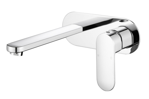 Cora Ellipse Handle Chrome Wall Basin Mixer Lead Free