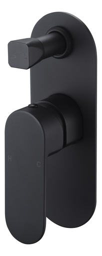 Cora Ellipse Handle Matt Black  Wall Mixer With Diverter Lead Free