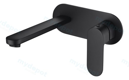 [43748] Cora Ellipse Handle Matt Black Wall Basin Mixer Lead Free