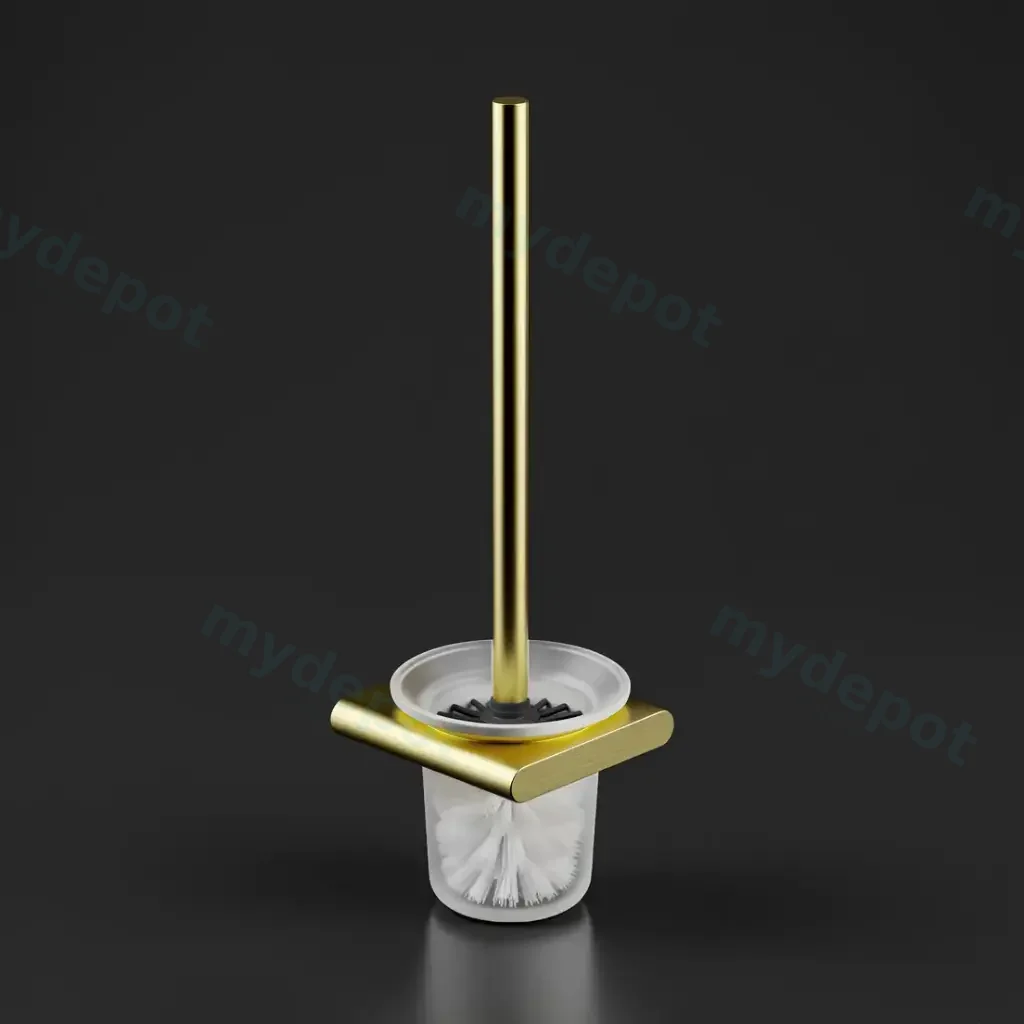 [44572] Cora Round Cornered Rectangle Toilet Brush Holder Brushed Gold