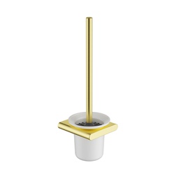 [44572] Cora Round Cornered Rectangle Toilet Brush Holder Brushed Gold