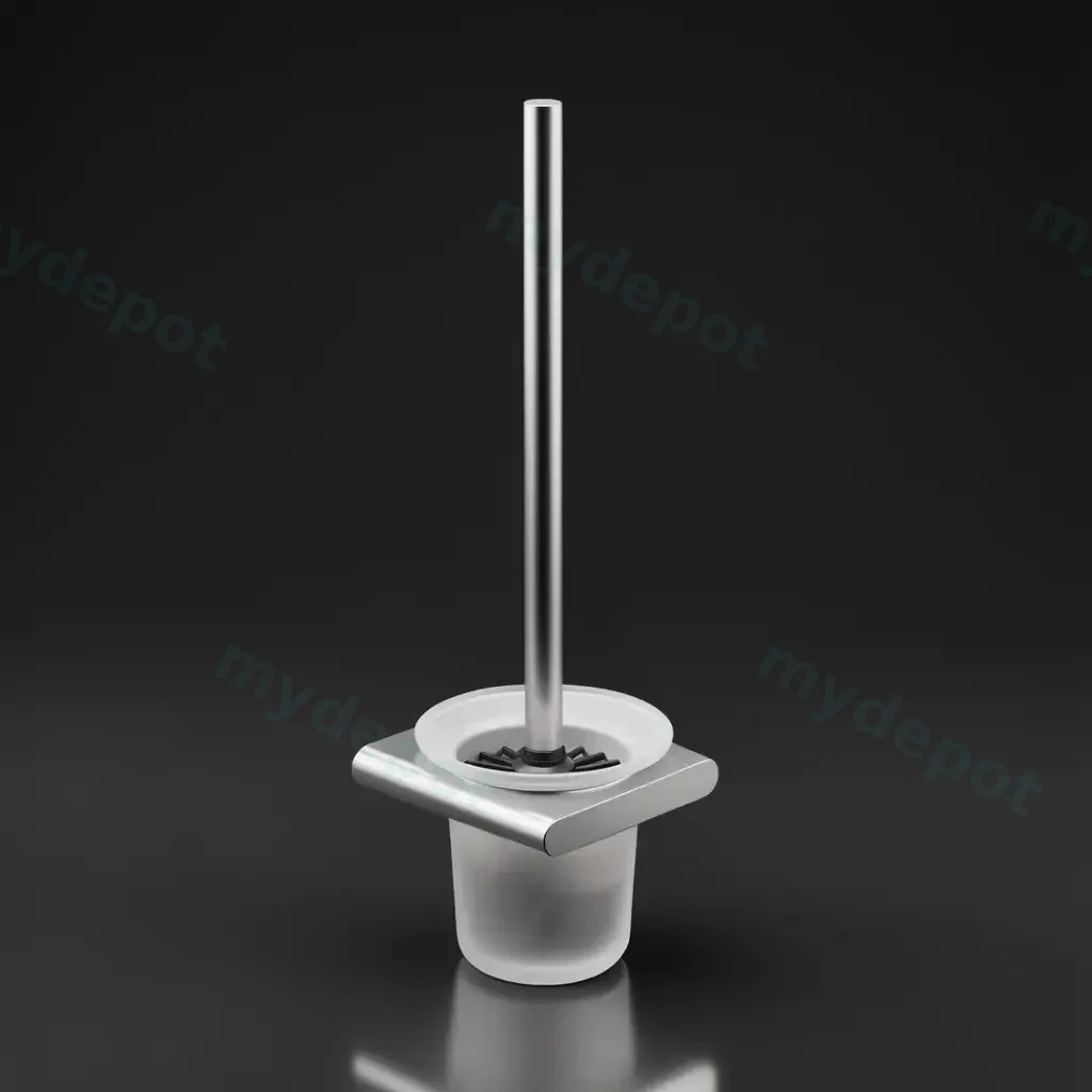 [44573] Cora Round Cornered Rectangle Toilet Brush Holder Brushed Nickel