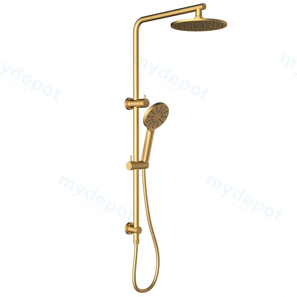 Cora Round Multi-function Shower Set Brushed Gold,200mm Plastic Shower Head