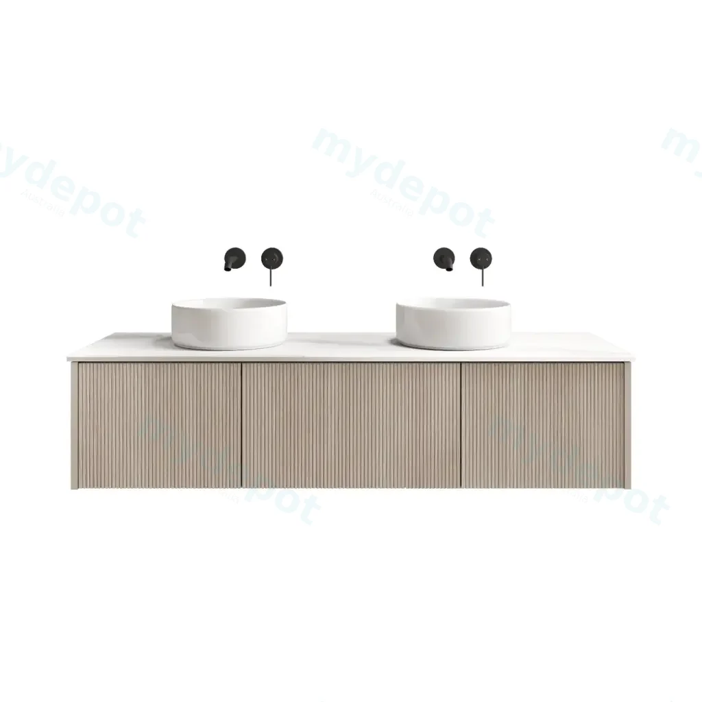 [98534/Cust-K155W-CO] 1500mm Customised Kiama Three Drawers Plywood Wall Hung Vanity Cabinet Only Coastal Oak