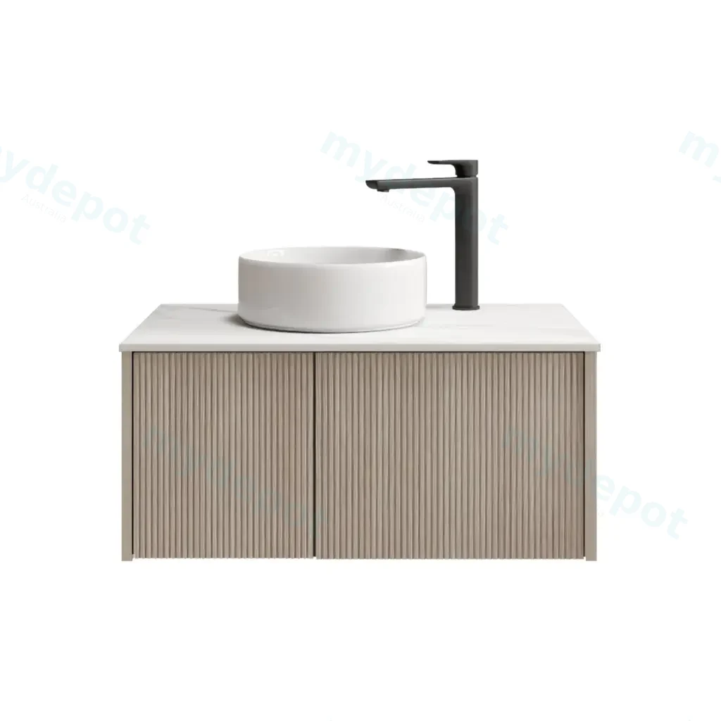 [98510/Cust-K800W-CO] 800mm Customised Kiama Plywood One Door One Drawer Wall Hung Vanity Cabinet Only Coastal Oak