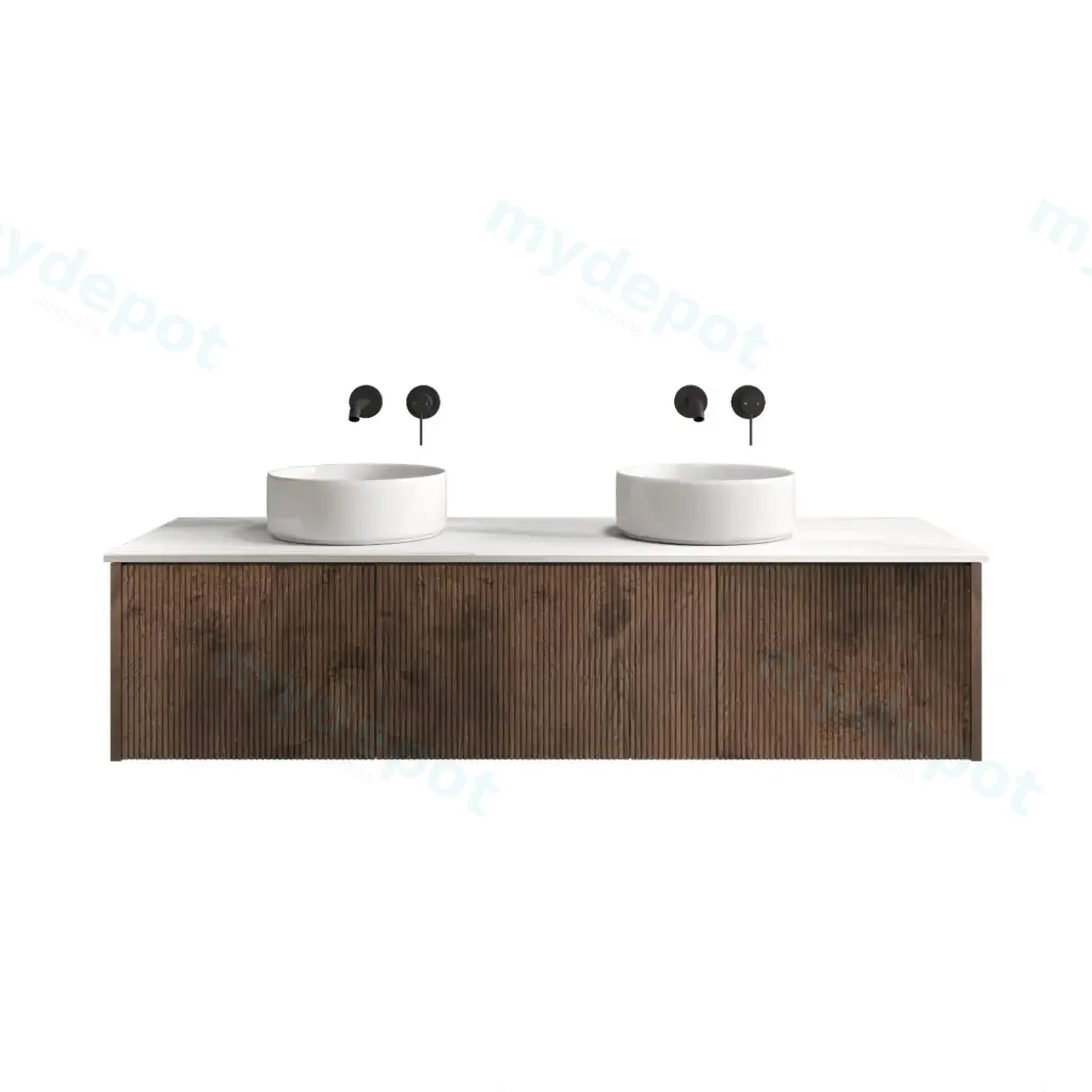 [98540/Cust-K155W-DO] 1500mm Customised Kiama Three Drawers Plywood Wall Hung Vanity Cabinet Only Dark Oak