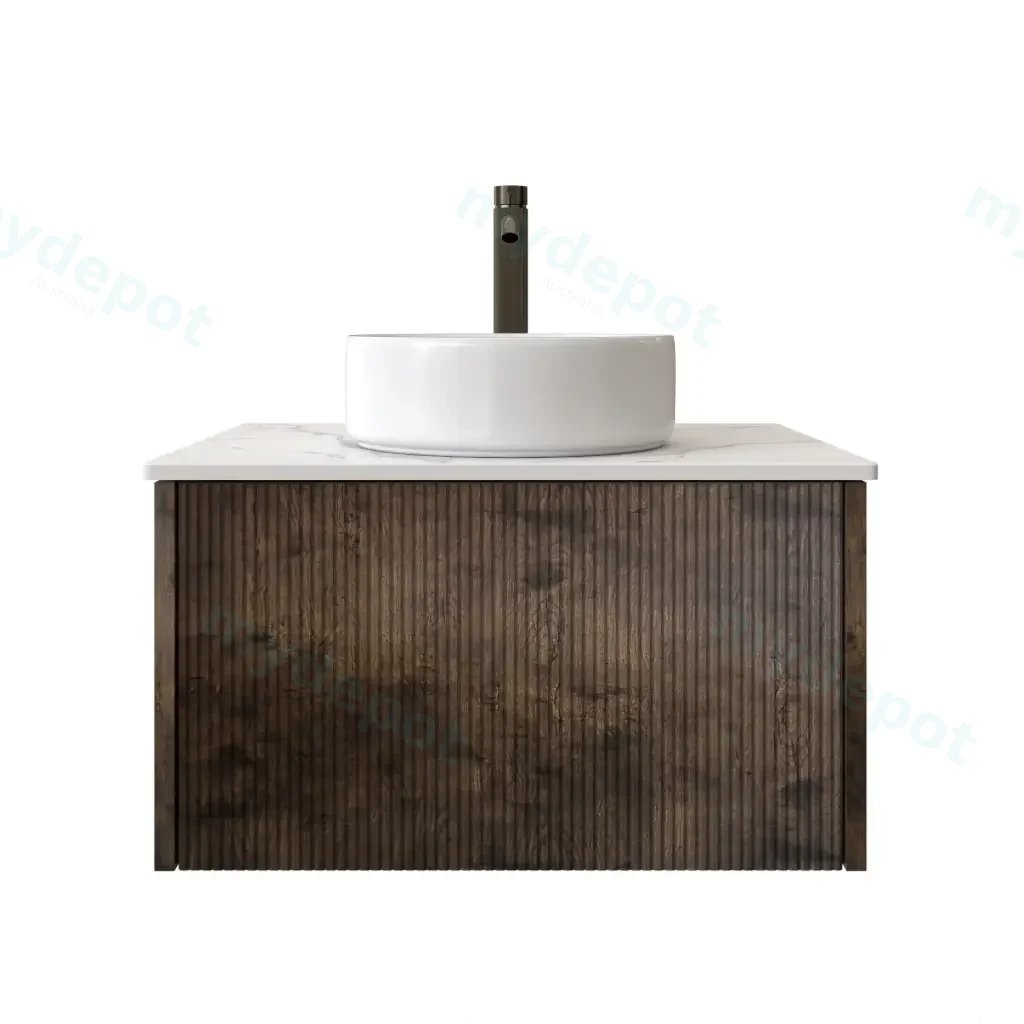 [98508/Cust-K650W-DO] 600mm Customised Kiama One Drawer Plywood Wall Hung Vanity Cabinet Only Dark Oak