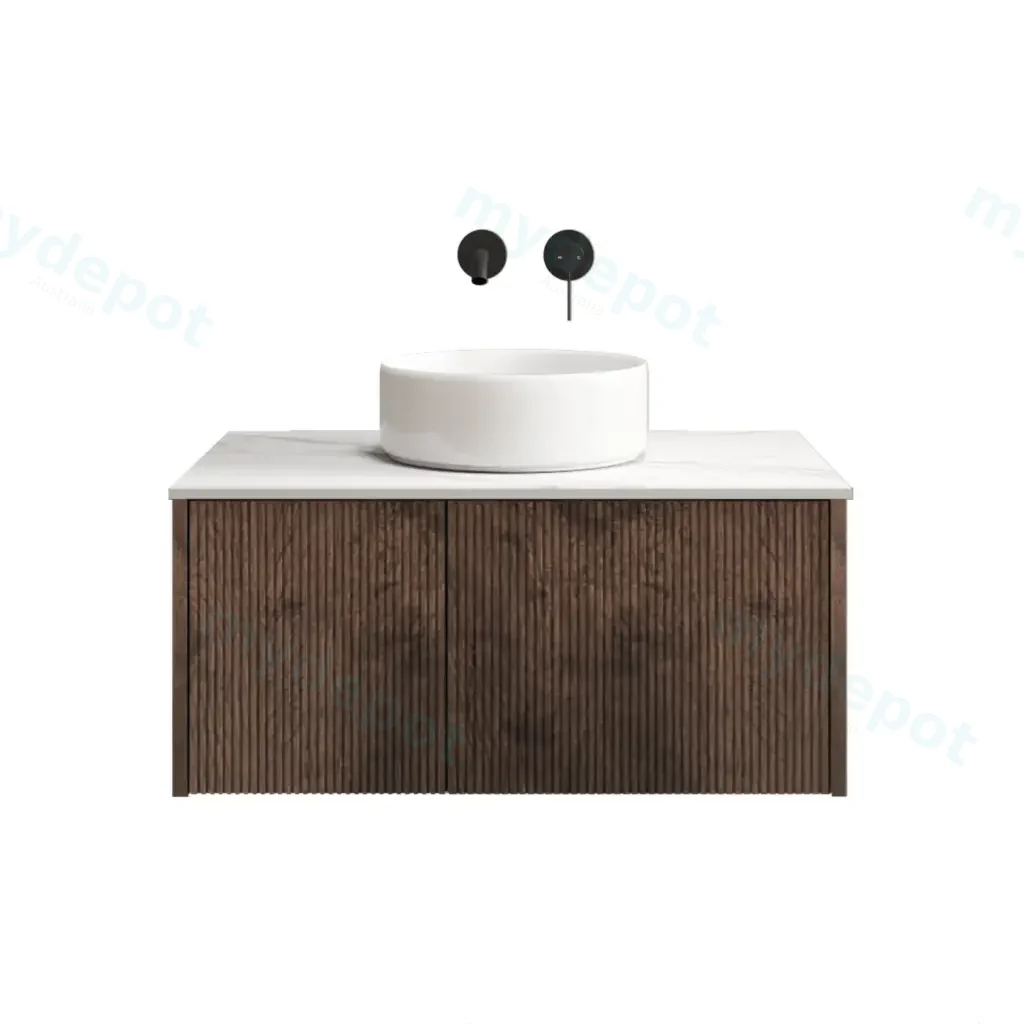 [98516/Cust-K800W-DO] 800mm Customised Kiama Plywood One Door One Drawer Wall Hung Vanity Cabinet Only Dark Oak