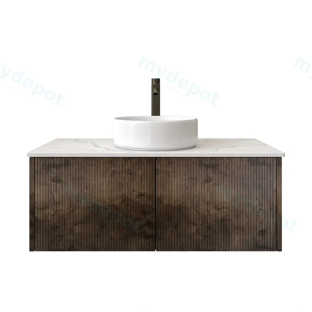 [98524/Cust-K950W-DO] 900mm Customised Kiama Two Drawers Plywood Wall Hung Vanity Cabinet Only Dark Oak