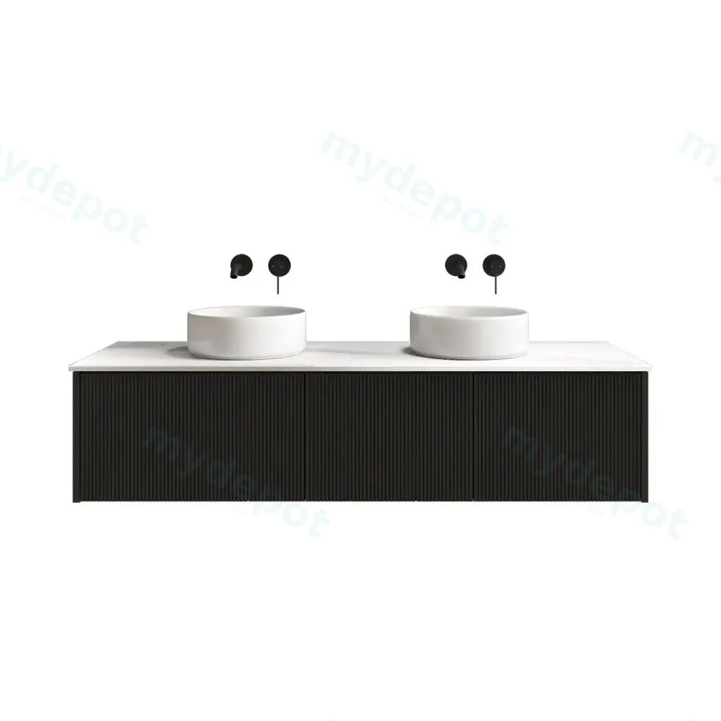[98537/Cust-K155W-MB] 1500mm Customised Kiama Three Drawers Plywood Wall Hung Vanity Cabinet Only Matte Black