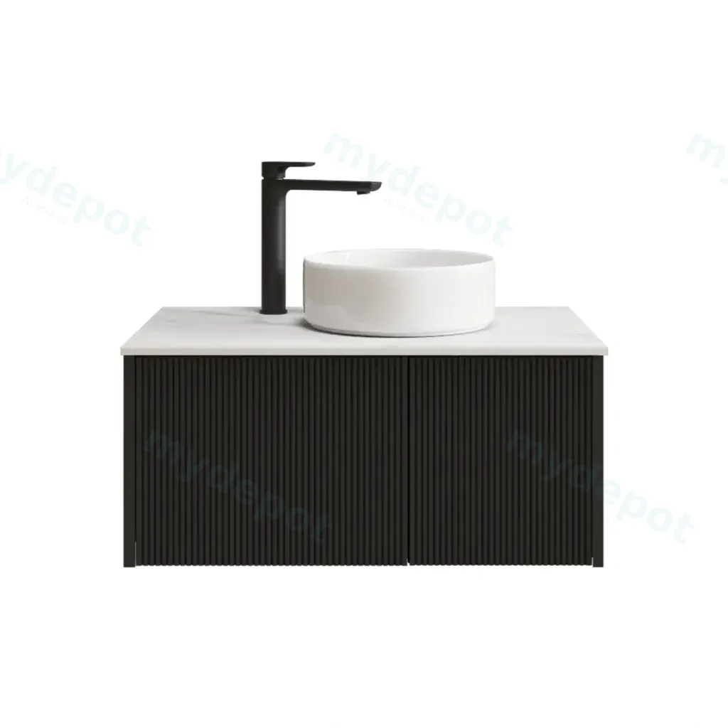 [98513/Cust-K800W-MB] 800mm Customised Kiama Plywood One Door One Drawer Wall Hung Vanity Cabinet Only Matte Black