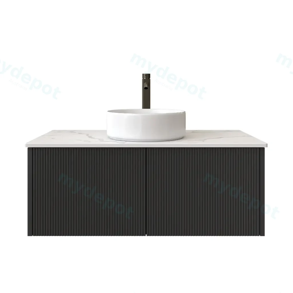 [98521/Cust-K950W-MB] 900mm Customised Kiama Two Drawers Plywood Wall Hung Vanity Cabinet Only Matte Black