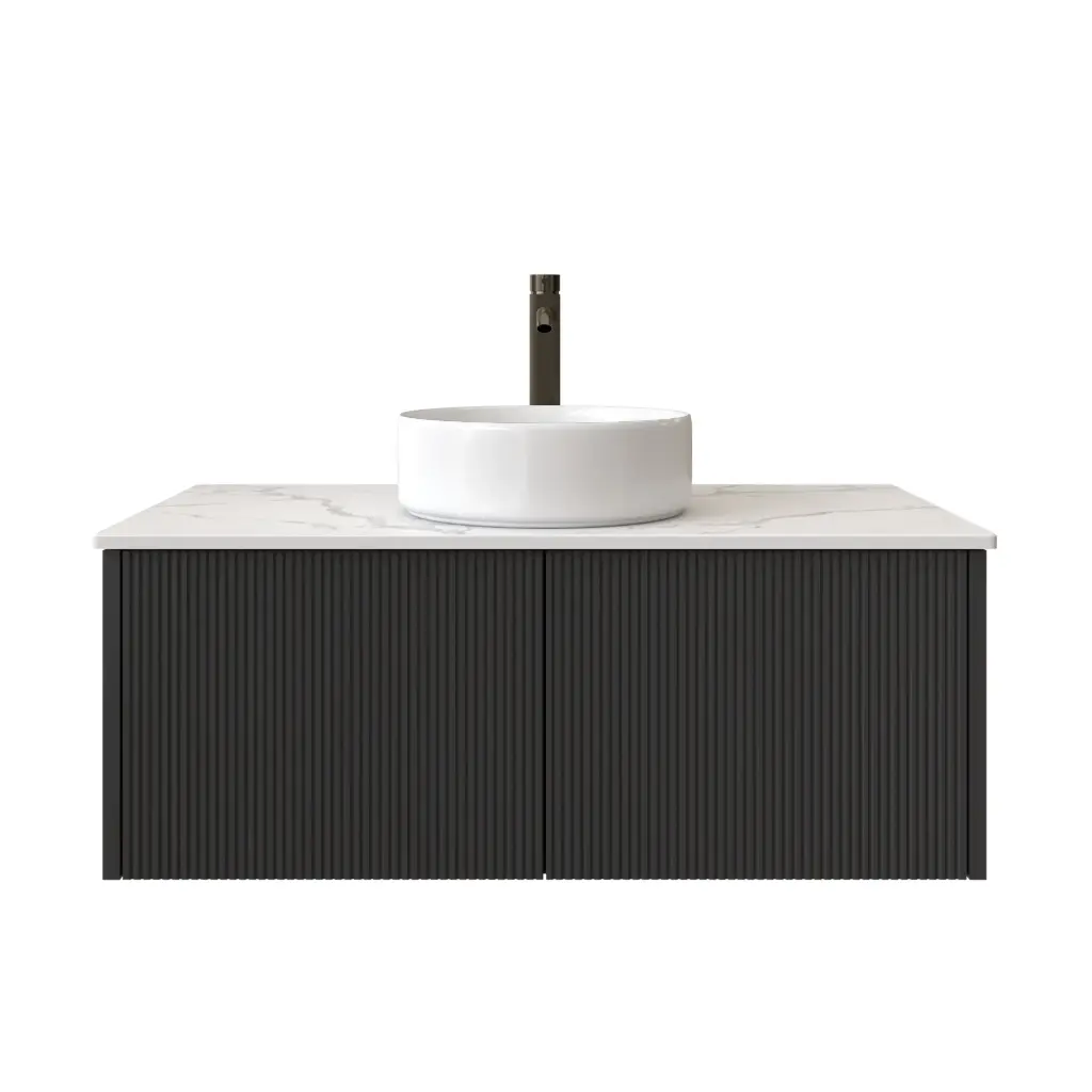 [98521/Cust-K950W-MB] Customised Kiama Wall Hung Vanity - Matte Black - 928L x 493D x 347H mm - 2 Drawers