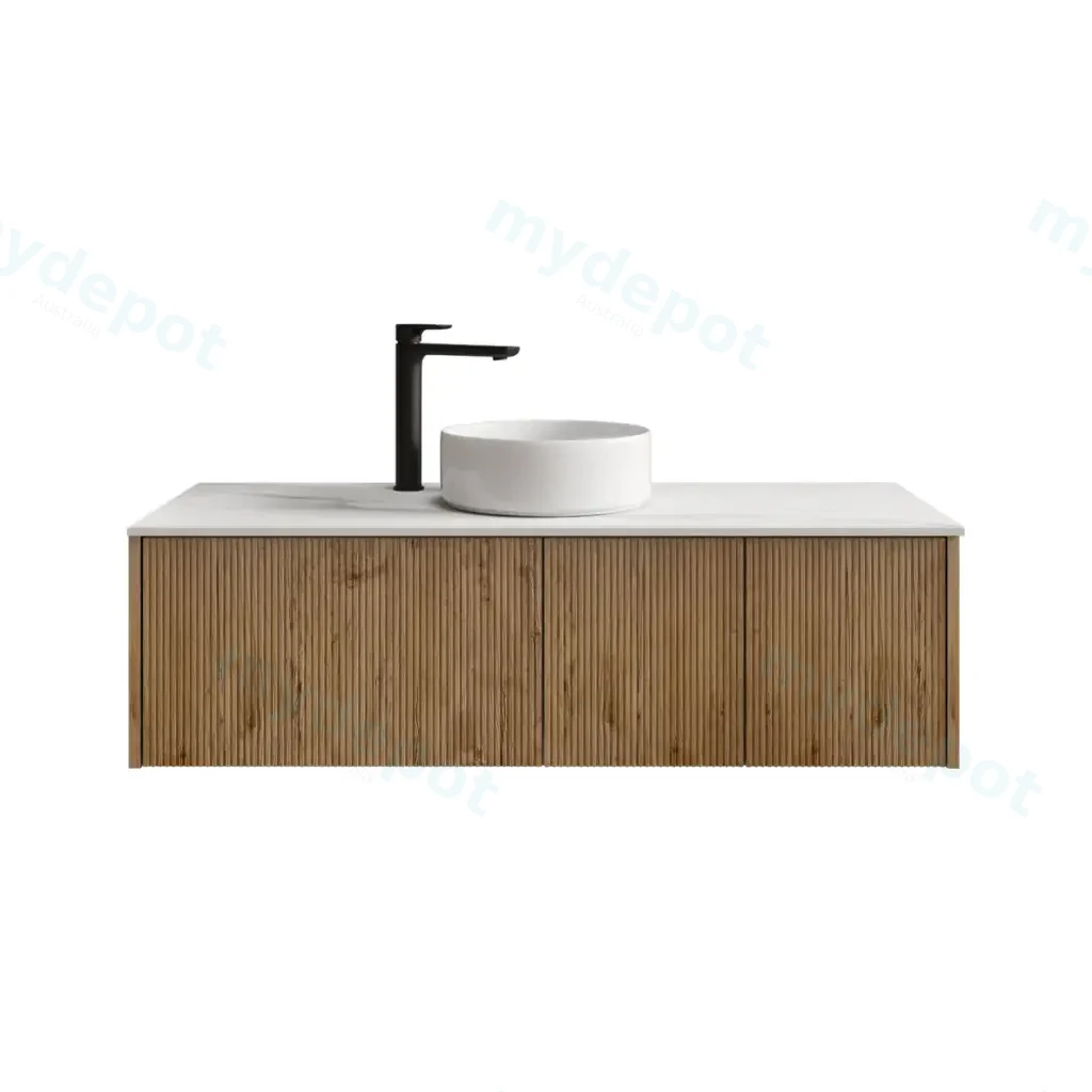 [98525/Cust-K125W-PO] 1200mm Customised Kiama Two Doors and One Drawer Plywood Wall Hung Vanity Cabinet Only Prime Oak