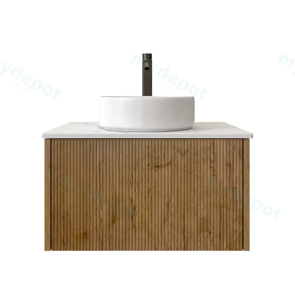 [98501/Cust-K650W-PO] 600mm Customised Kiama One Drawer Plywood Wall Hung Vanity Cabinet Only Prime Oak