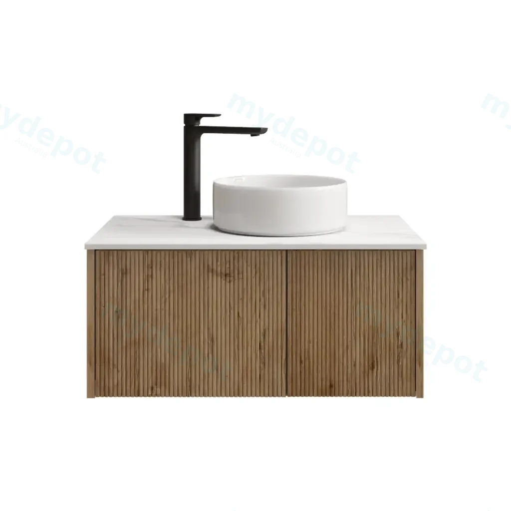 [98509/Cust-K800W-PO] 800mm Customised Kiama Plywood One Door One Drawer Wall Hung Vanity Cabinet Only Prime Oak