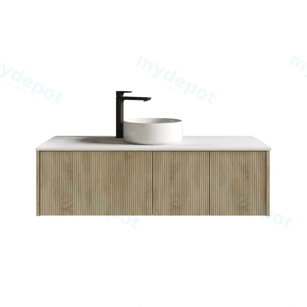 [98530/Cust-K125W-WO] 1200mm Customised Kiama Two Doors and One Drawer Plywood Wall Hung Vanity Cabinet Only White Oak