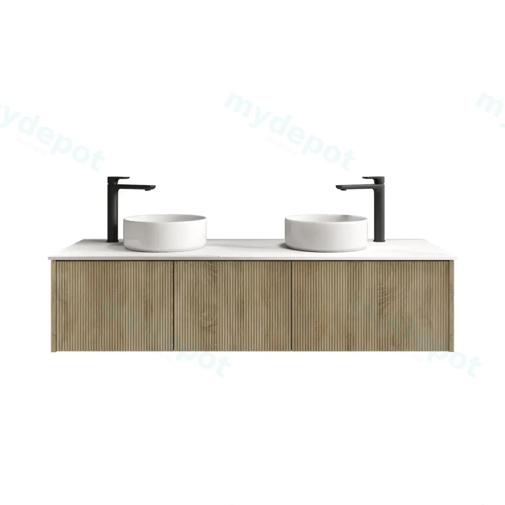 [98538/Cust-K155W-WO] 1500mm Customised Kiama Three Drawers Plywood Wall Hung Vanity Cabinet Only White Oak