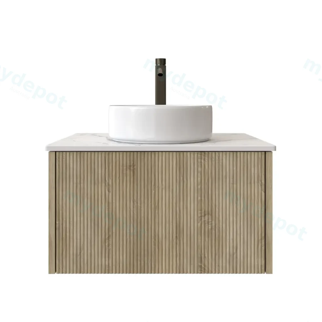 [98506/Cust-K650W-WO] 600mm Customised Kiama One Drawer Plywood Wall Hung Vanity Cabinet Only White Oak