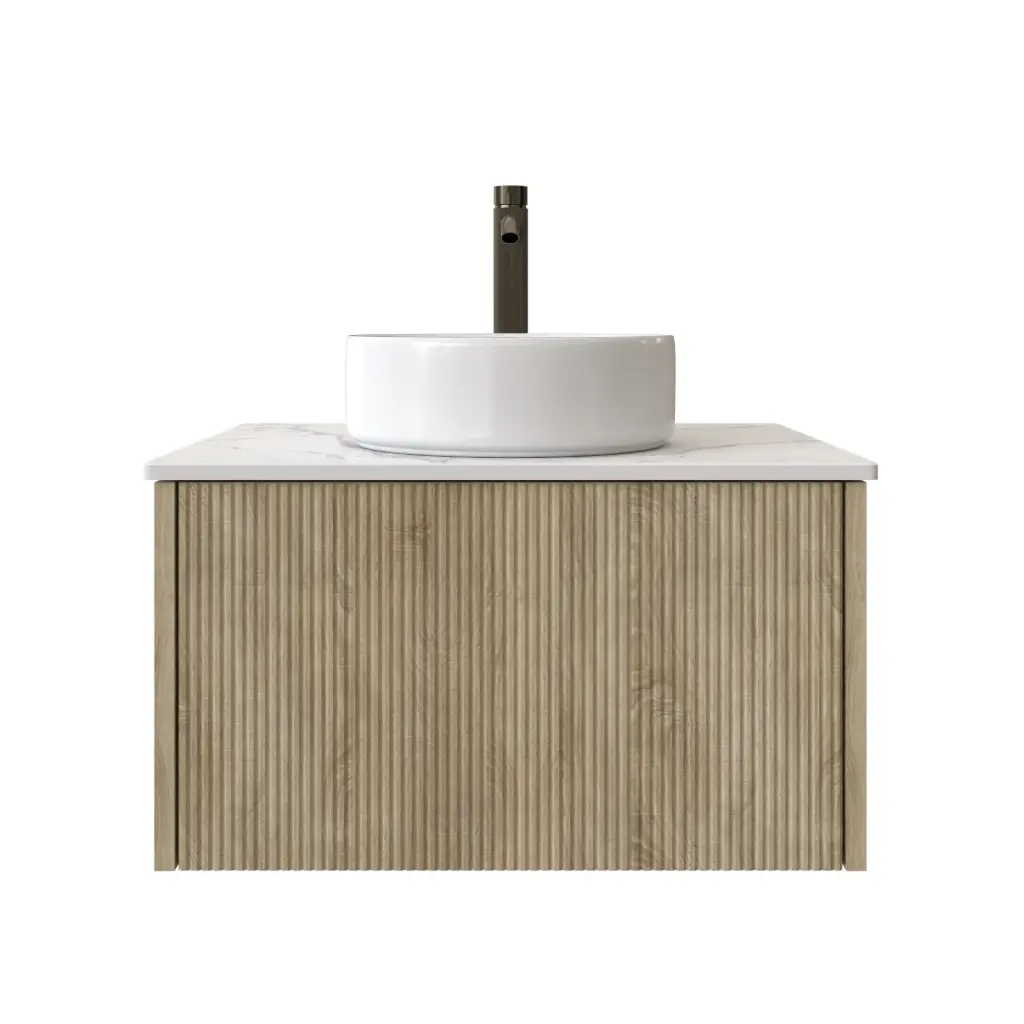 [98506/Cust-K650W-WO] Customised Kiama Wall Hung Vanity - White Oak - 634L x 493D x 347H mm - 1 Drawer