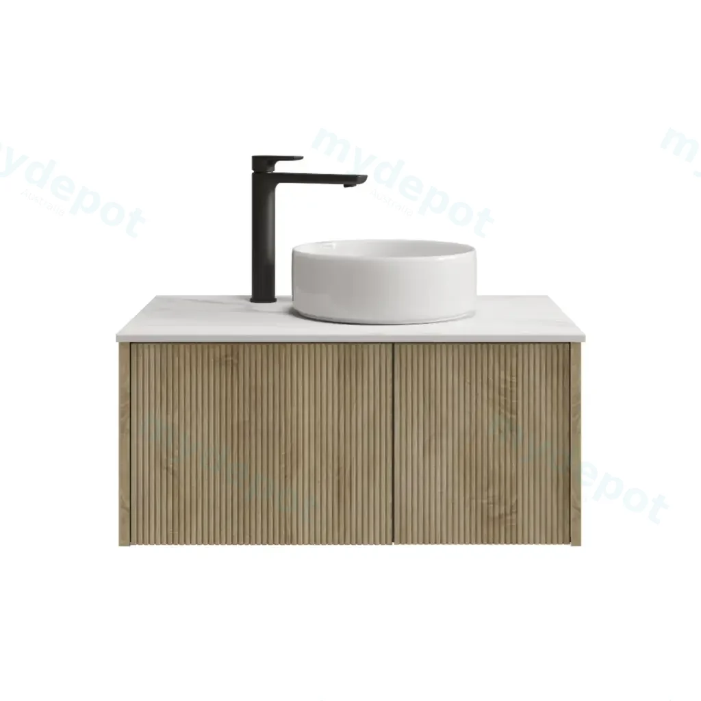 [98514/Cust-K800W-WO] 800mm Customised Kiama Plywood One Door One Drawer Wall Hung Vanity Cabinet Only White Oak