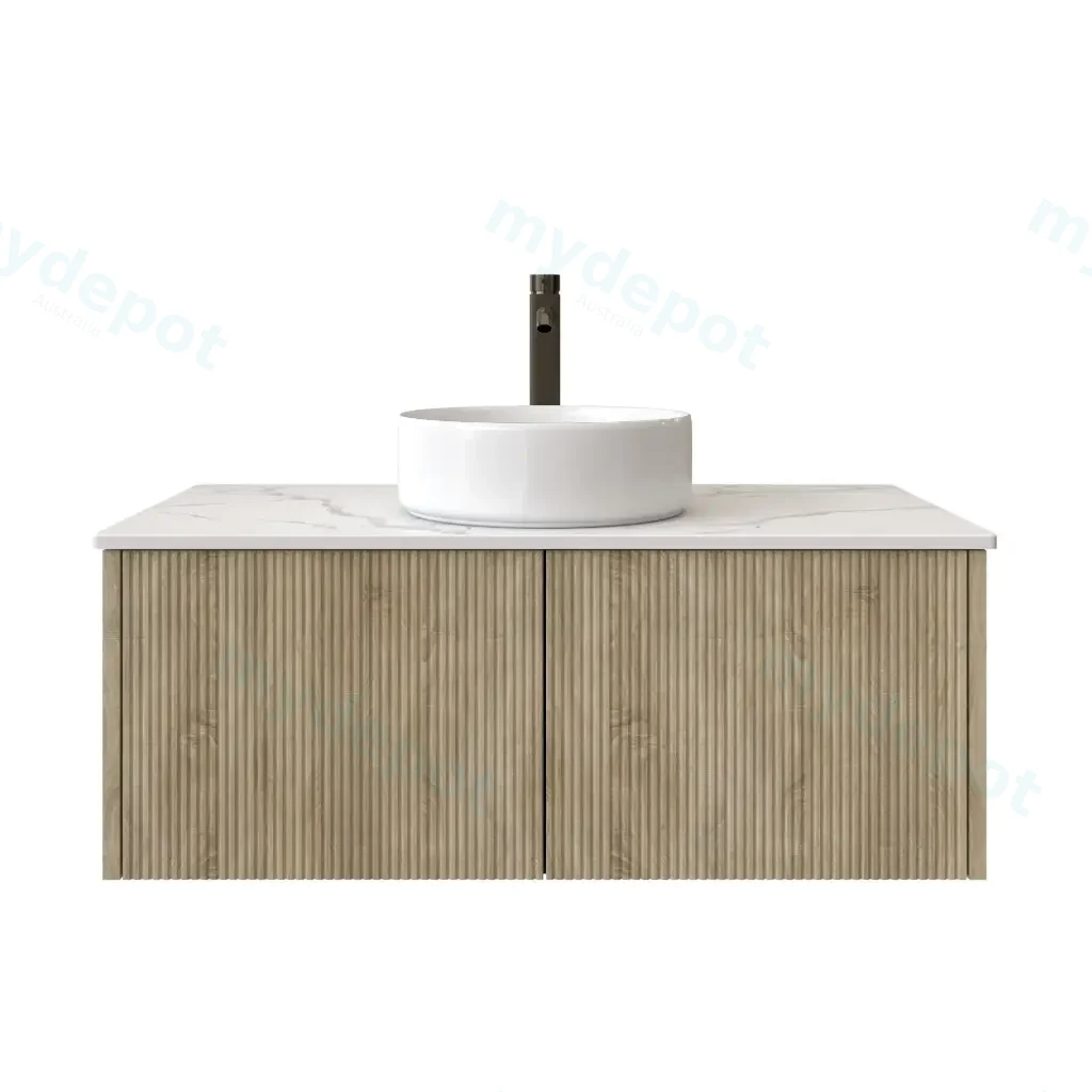 [98522/Cust-K950W-WO] 900mm Customised Kiama Two Drawers Plywood Wall Hung Vanity Cabinet Only White Oak