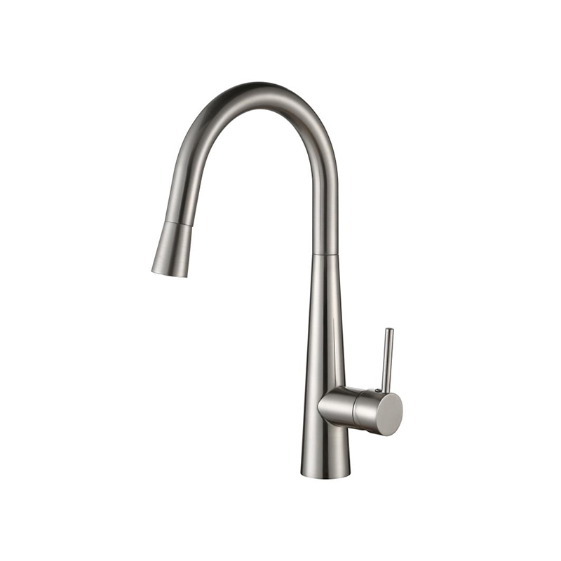 [55362] Designer Gooseneck Pull Out Kitchen Mixer Brushed NIckel