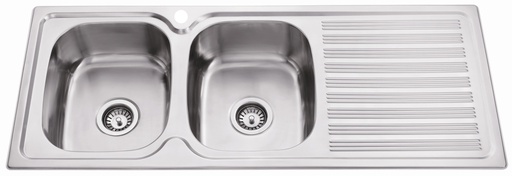 [43023] Eden Double Bowl & Single Drainer 1180 x 480 x 170mm(304 Stainless Steel)