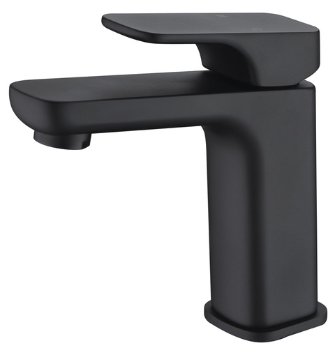 [44081] Eden Round Cornered Rectangle Handle Basin Mixer Matt Black
