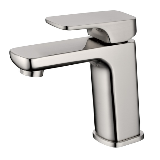 [44164] Eden Round Cornered Rectangle Handle High Rise Basin Mixer Brushed Nickel Lead Free