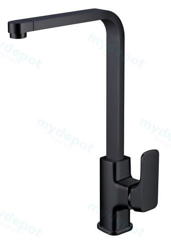Eden Round Cornered Rectangle Handle Sink Mixer Matt Black Lead Free