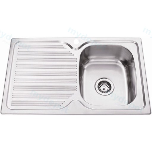 [43027] Eden Single Bowl & Single Drainer 780 x 480 x 170mm(304 Stainless Steel)