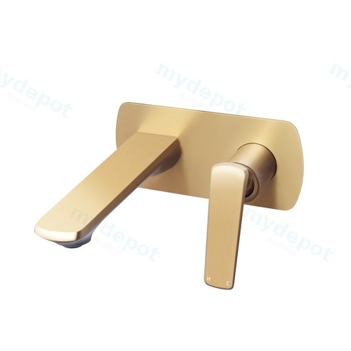 [40652] Esperia Brushed Yellow Gold Wall Mixer With Spout
