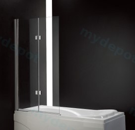 [89010/OBM4] Frameless Over Bath Screen Double Swing Panel 945*1420mm 6mm Toughened Glass(Chrome)