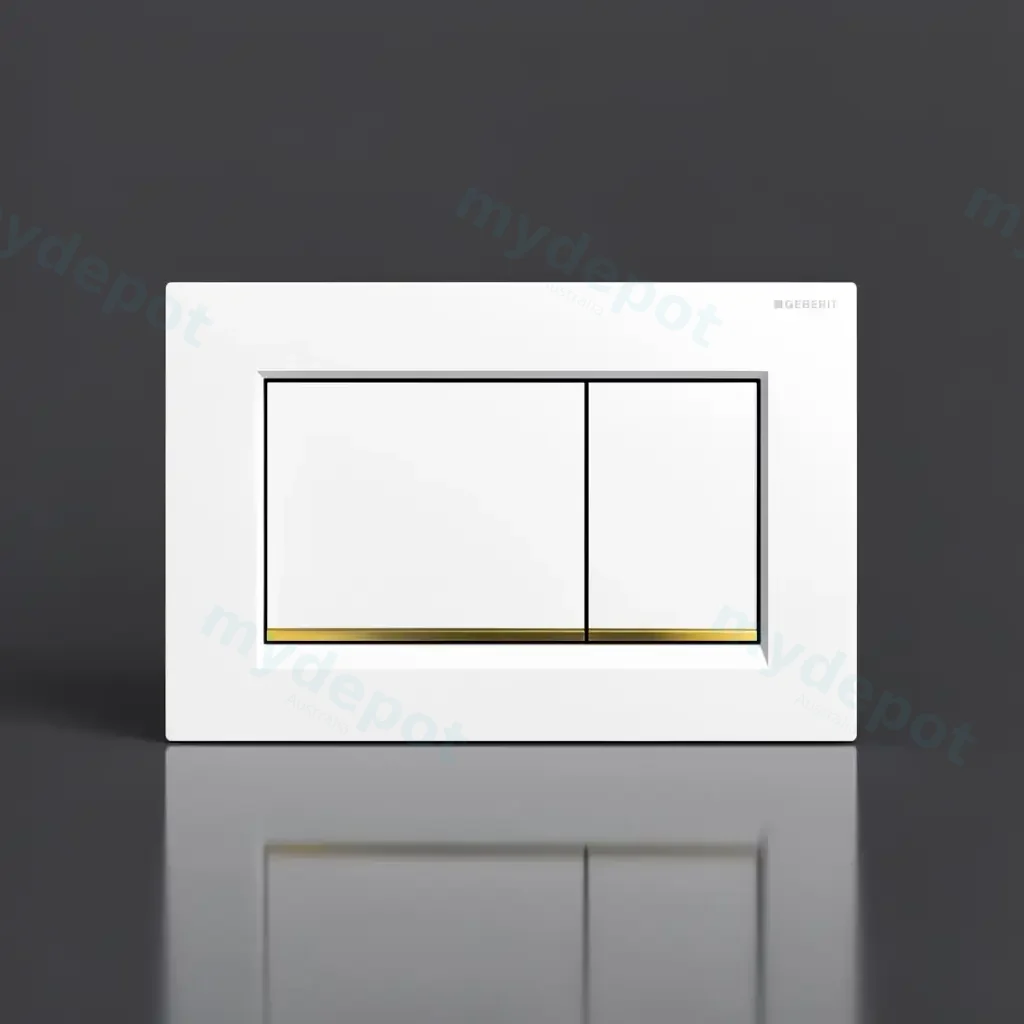[50216] Geberit Sigma30 White Plate With Gold Trim
