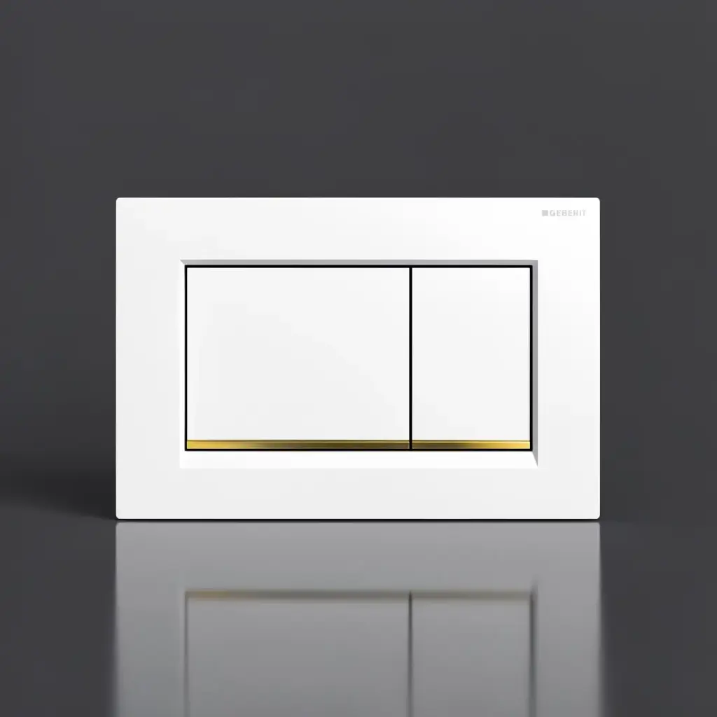 Geberit Sigma30 White Plate With Gold Trim