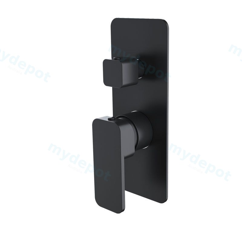 [41117] Ivano Solid Brass Black Bath/Shower Wall Mixer with Diverter Wall Mounted