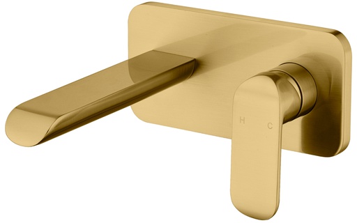 Kara Brushed Gold Wall Basin Mixer Lead Free