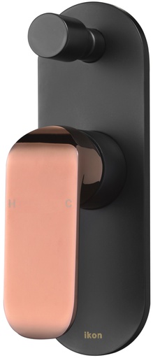 Kara Wall Mixer with Diverter (Black & Rose Gold Handle)