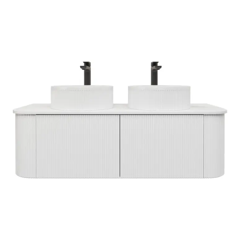 Kiama 1184Lx493Dx347Hmm Matte White 2/DW Curved Wall Hung Vanity