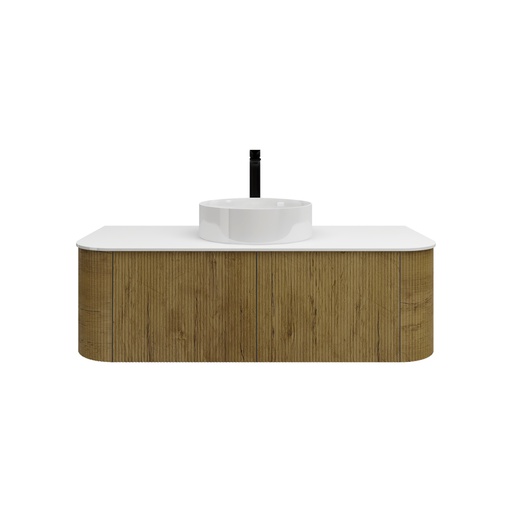 [93295/KC125W-PO] Kiama 1184Lx493Dx347Hmm Prime Oak 2/DW Curved Wall Hung Vanity